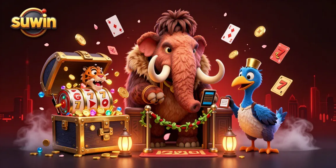 Experience excitement at suwin's casino with a vibrant 3D scene featuring enchanting characters and rich gameplay elements.