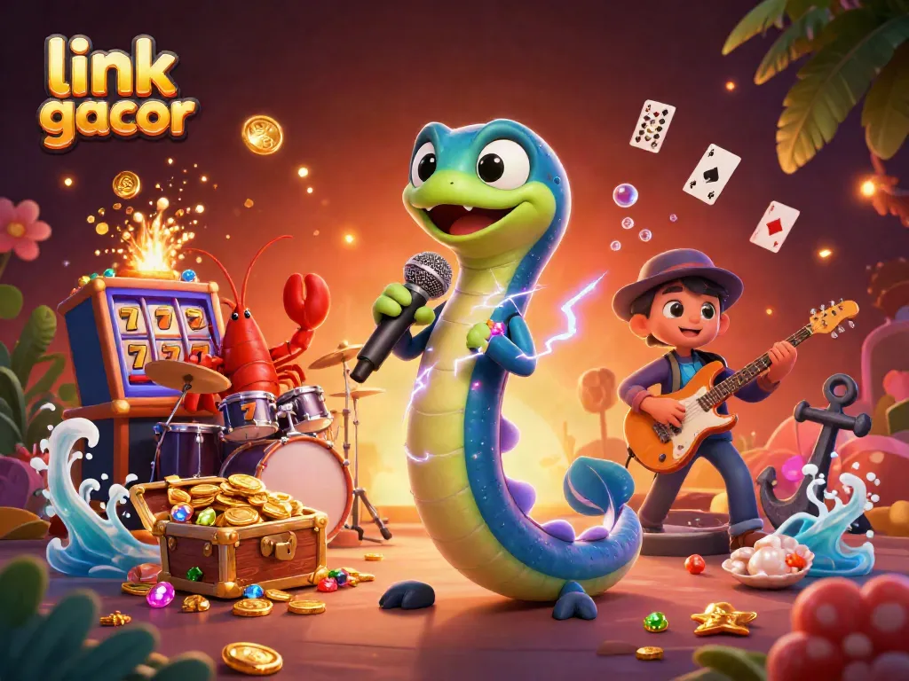 Experience the thrill of gaming with electric eel DJ and band at link gacor underwater casino.