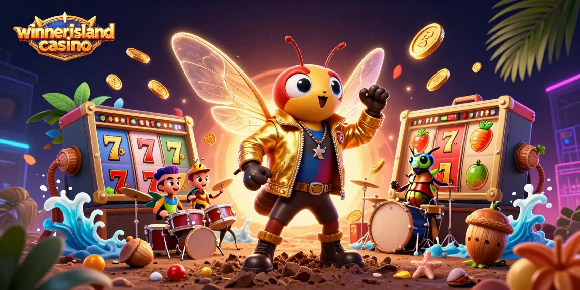 Experience the thrill of winnerisland casino with a dynamic 3D scene featuring vibrant game elements and characters.
